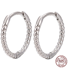 Honeyhandy Anti-Tarnish Unisex Rhodium Plated 925 Sterling Silver Hoop Earrings, with S925 Stamp, Platinum, 11.5mm, Pin: 0.6mm