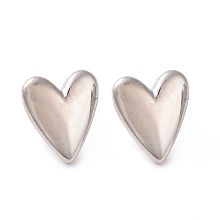 Honeyhandy Brass Heart Stud Earrings for Women, Real Platinum Plated, 19.5x17.5mm, Pin: 0.6mm