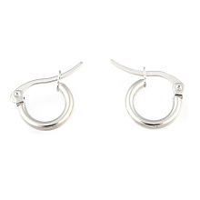 Honeyhandy 304 Stainless Steel Hoop Earrings, Hypoallergenic Earrings, Ring Shape, Stainless Steel Color, 12 Gauge, 12x2mm,  pin: 0.7x1mm