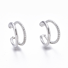 Honeyhandy Brass Cuff Earrings, Platinum, 11.2x11x6mm, Inner Diameter: 8.8mm