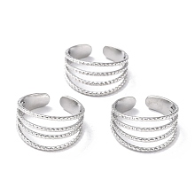 Honeyhandy 304 Stainless Steel Finger Rings, Cuff Rings, Long-Lasting Plated, Stainless Steel Color, US Size 7 1/4(17.5mm), 5~11mm