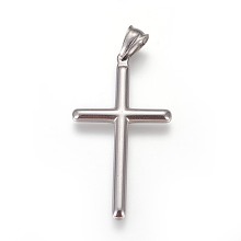 Honeyhandy 304 Stainless Steel Big Pendants, Cross, Stainless Steel Color, 50.5x27.5x3.5mm, Hole: 5x7.5mm