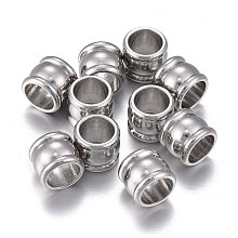 Honeyhandy 201 Stainless Steel European Beads, Large Hole Beads, Column, Stainless Steel Color, 7x6mm, Hole: 5mm