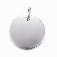 Honeyhandy Smooth Surface 304 Stainless Steel Pendants, Flat Round, Stamping Blank Tags, Stainless Steel Color, 20x1.5mm, Hole: 4mm