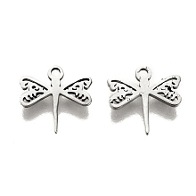 Honeyhandy 304 Stainless Steel Charms, Laser Cut, Dragonfly, Stainless Steel Color, 9.5x9.5x1mm, Hole: 1.2mm