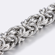 Honeyhandy 304 Stainless Steel Byzantine Chain, Unwelded, Stainless Steel Color, 7x7mm