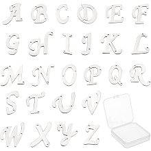 SUNNYCLUE 1 Box 26Pcs Alphabet Stainless Steel Links Connectors Alloy Charms Letter A-Z Pendants Charm 2 Hole Jewellery Accessories for Women Beginners DIY Earring Bracelet Jewelry Making