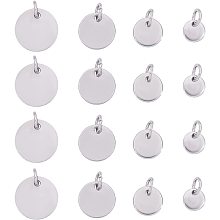 UNICRAFTALE About 80pcs 6/8/10/12mm Flat Round Metal Charms with Jump Ring Stainless Steel Charm Vacuum Plating Dog Tag Pendants for DIY Jewelry Making, 3.5mm Hole Stainless Steel Color