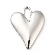 Honeyhandy 304 Stainless Steel Pendants, Heart Charms, Stainless Steel Color, 33x25x3mm, Hole: 11.5x4.5mm