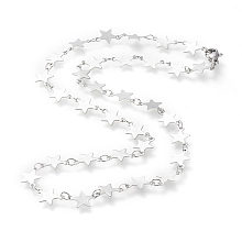 Honeyhandy 304 Stainless Steel Link Chain Necklaces, with Lobster Claw Clasps, Star, Stainless Steel Color, 16.53 inch~16.73 inch(42~42.5cm)