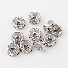 ARRICRAFT 10Pcs 316 Stainless Steel Spacer Beads with Rhinestone for Craft Making Size 6x3mm