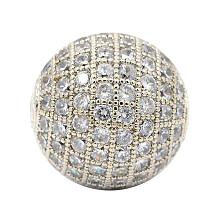 NBEADS 10 Pcs 12mm Platinum Color Clear Crystal Cubic Zirconia Micro Pave Disco Ball Beads Brass Round Loose Beads Spacer Charms Beads for Jewelry Making