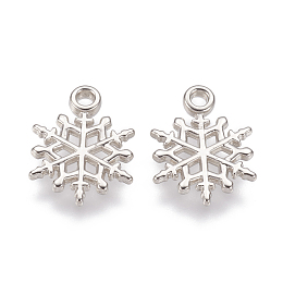 Honeyhandy CCB Plastic Pendants, Snowflake, Platinum, 20x15x1.5mm, Hole: 2mm