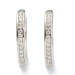 Honeyhandy Brass Micro Pave Clear Cubic Zirconia Huggie Hoop Earrings, Teardrop, Real Platinum Plated, 16x14x2.5~2.7mm, Pin: 1mm