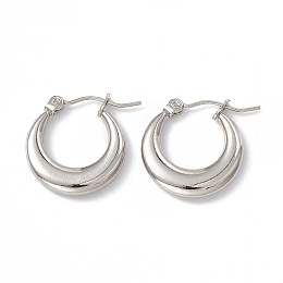 Honeyhandy Tarnish Resistant 201 Stainless Steel Hoop Earrings with 304 Stainless Steel Pins for Women, Stainless Steel Color, 19x17.5x3.2mm, Pin: 0.7~0.8mm