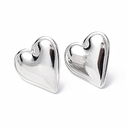 Honeyhandy 304 Stainless Steel Heart Stud Earrings for Women, Stainless Steel Color, 21x20mm, Pin: 0.7mm