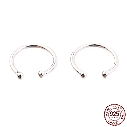 Honeyhandy Rhodium Plated 925 Sterling Silver Cuff Earrings, Ring with Round, Platinum, 12x1mm