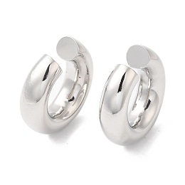 Honeyhandy Rack Plating Brass Round Cuff Earrings, Long-Lasting Plated, Cadmium Free & Lead Free, Platinum, 26x27x7.5mm