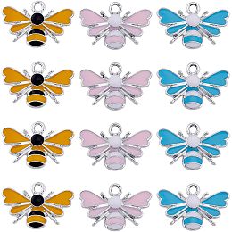 SUNNYCLUE 1 Box 30Pcs Bee Charms Bee Charm Bulk Insect Charms Honeybee Charms Honey Bee Charm Bee Enamel Charm Silver Spring Charms for Jewelry Making Charms DIY Earrings Bracelet Necklace Crafts