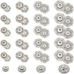 NBEADS 24 Sets Alloy Flower Snap Buttons, Platinum Vintage Metal Snap Closures Sew On Press Snap Button Fasteners for Jacket Jeans Leather Craft, 0.6/0.7/0.8/1 Inch