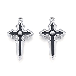 Honeyhandy 304 Stainless Steel Pendants, with Enamel, Cross, Stainless Steel Color, 33.5x20x3.5mm, Hole: 1.5mm