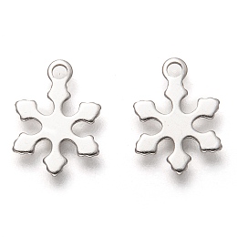 Honeyhandy Christmas 201 Stainless Steel Charms, Laser Cut, Snowflake, Stainless Steel Color, 12x10x0.5mm, Hole: 1.4mm