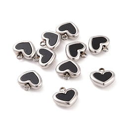 Honeyhandy 304 Stainless Steel Pendants, with Acrylic, Heart, Stainless Steel Color, 11x11x4mm, Hole: 1.8mm