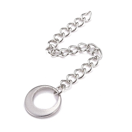 Honeyhandy 304 Stainless Steel Chain Extender, Curb Chain, with 202 Stainless Steel Charms, Ring, Stainless Steel Color, 60~65mm, Link: 3.7x3x0.5mm, ring: 10x1mm