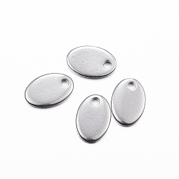 Honeyhandy 304 Stainless Steel Charms, Stamping Blank Tag, Oval, Stainless Steel Color, 9x6x0.8mm, Hole: 1mm