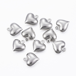 Honeyhandy 304 Stainless Steel Charms, Hollow Heart, Stainless Steel Color, 13x11.5x4.8mm, Hole: 1.2mm