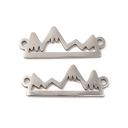 Honeyhandy 201 Stainless Steel Connector Charms, Hollow Mountain Links, Stainless Steel Color, 21.5x8x1mm, Hole: 1.4mm