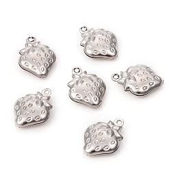 Honeyhandy 304 Stainless Steel Charms, Strawberry, Stainless Steel Color, 15x11x4mm, Hole: 1.2mm