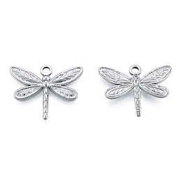 Honeyhandy 201 Stainless Steel Pendants, Dragonfly, Stainless Steel Color, 20x25x2mm, Hole: 2mm