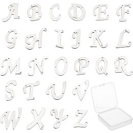 SUNNYCLUE 1 Box 26Pcs Alphabet Stainless Steel Links Connectors Alloy Charms Letter A-Z Pendants Charm 2 Hole Jewellery Accessories for Women Beginners DIY Earring Bracelet Jewelry Making