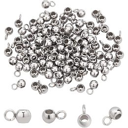 UNICRAFTALE About 100pcs Vacuum Plating 304 Stainless Steel Hanger Links Beads 1.5mm Hole Connector Link Round Bail Beads Carrier Beads Pendant Stainless Steel Color 2mm Inner Diameter