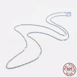 Honeyhandy Rhodium Plated 925 Sterling Silver Singapore Chain Necklaces, Water Wave Chain Necklaces, with Spring Ring Clasps, with 925 Stamp, Platinum, 16 inch(40cm)