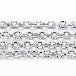 Honeyhandy 304 Stainless Steel Cable Chains, Soldered, Oval, Stainless Steel Color, 2.5x2x0.5mm