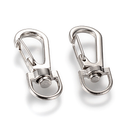 Honeyhandy Alloy Swivel Lobster Claw Clasps, Swivel Snap Hook, Platinum, 34.5x14x8mm, Hole: 6x9mm