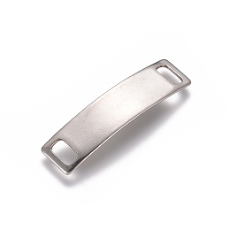 Honeyhandy 201 Stainless Steel Links connectors, Stamping Blank Tag, Rectangle, Stainless Steel Color, 6x24.5x0.5mm, Hole: 4x2mm