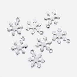 Honeyhandy 304 Stainless Steel Charms, Snowflake, Stainless Steel Color, 12x9x0.8mm, Hole: 1.2mm