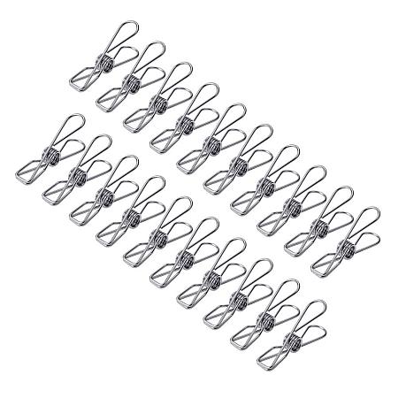 ARRICRAFT 20pcs 201 Stainless Steel Spring Clothes Socks Hanging Pegs Clips Clamps Laundry Wire Holder Clips Clothespins Fasteners Bag Sealing, Stainless Steel Color