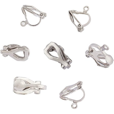Arricraft 200PCS Platinum Clip-on Earring Findings Iron Earring Clips with Loop Earring Setting Components for DIY Non Pierced Earring Making Supplies