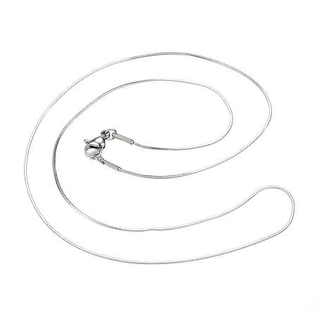 ARRICRAFT 10pcs 304 Stainless Steel Snake Chain Necklaces, with Lobster Claw Clasps, Stainless Steel Color, 19.9