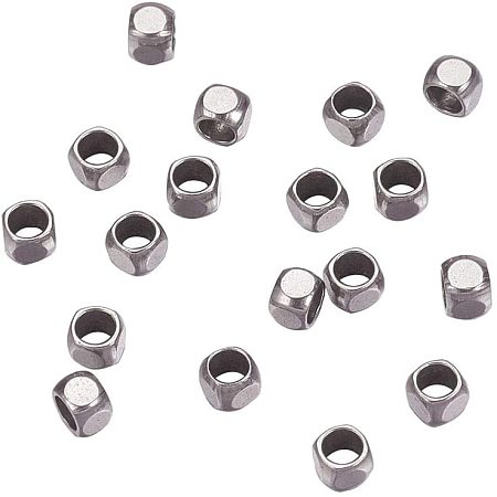 Pandahall Elite 100pcs Square Beads Stainless Steel Loose Spacers Beads Charms Metal Finding Beads for Bracelet Necklace Jewelry Making 2.5x2.5mm, Hole 1.4mm