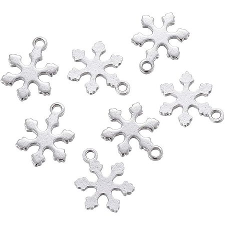 UNICRAFTALE 500pcs Stainless Steel Pendants Snowflake Spacer Charms Small Hole Charm Pendants for Necklace Jewelry Making and Craft DIY 12x9x0.8mm, Hole 1.2mm