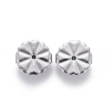 Honeyhandy 304 Stainless Steel Ear Nuts, Butterfly Earring Backs for Post Earrings, Flower, Stainless Steel Color, 10.5x4.5mm, Hole: 1.2mm