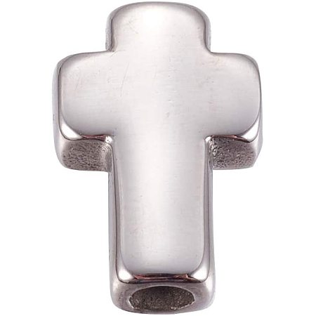 CHGCRAFT 10pcs Cross Loose Beads 304 Stainless Steel Cross Beads Cross Charm Spacer Beads for DIY Bracelets Necklace Jewelry Making 14x10x4mm, Stainless Steel Color