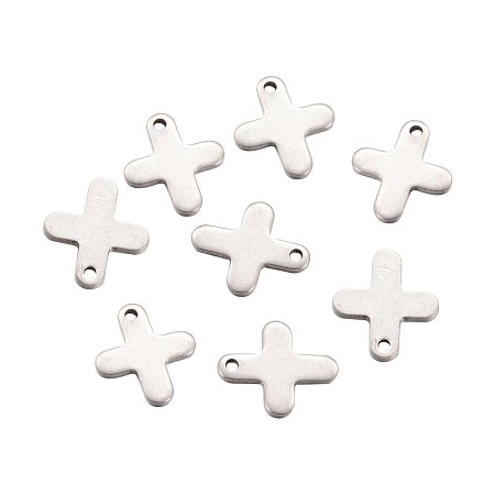 Arricraft 20 pcs 304 Stainless Steel Cross Charms Pendants for Jewelry Making, 12x10.5x1mm, Hole: 1mm