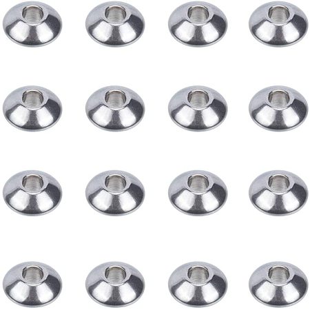NBEADS 100 Pcs 6mm Metal Spacer Beads, 304 Stainless Steel Rondelle Beads Flat Round Metal Loose Beads Smooth Crafting Beads Supplies for Bracelets Necklace Jewelry Making, Stainless Steel Color