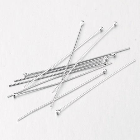 PandaHall Elite Sterling Silver Ball Round Top Headpins 1.5inch Platinum 50pcs a Pack for Jewelry Findings
